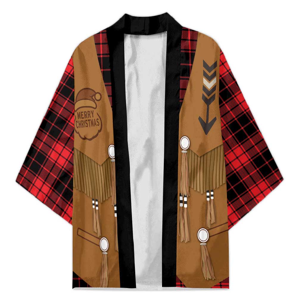 Santa Western Cowboy Christmas Kimono Plaid Black Red Vest Style - Wonder Print Shop