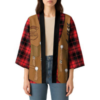 Santa Western Cowboy Christmas Kimono Plaid Black Red Vest Style - Wonder Print Shop
