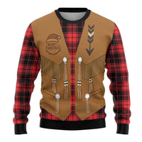 Santa Western Cowboy Christmas Ugly Christmas Sweater Plaid Black Red Vest Style - Wonder Print Shop
