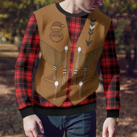 Santa Western Cowboy Christmas Ugly Christmas Sweater Plaid Black Red Vest Style - Wonder Print Shop