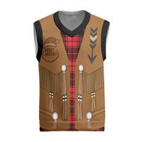 Santa Western Cowboy Christmas Knitted V-Neck Vest Plaid Black Red Vest Style - Wonder Print Shop