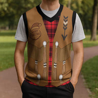 Santa Western Cowboy Christmas Knitted V-Neck Vest Plaid Black Red Vest Style - Wonder Print Shop