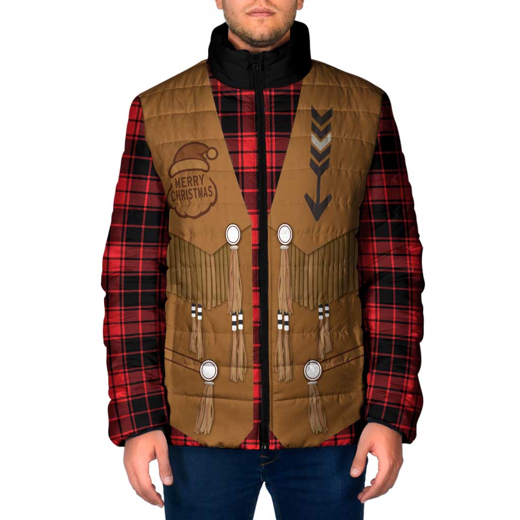 Santa Western Cowboy Christmas Padded Jacket Plaid Black Red Vest Style - Wonder Print Shop
