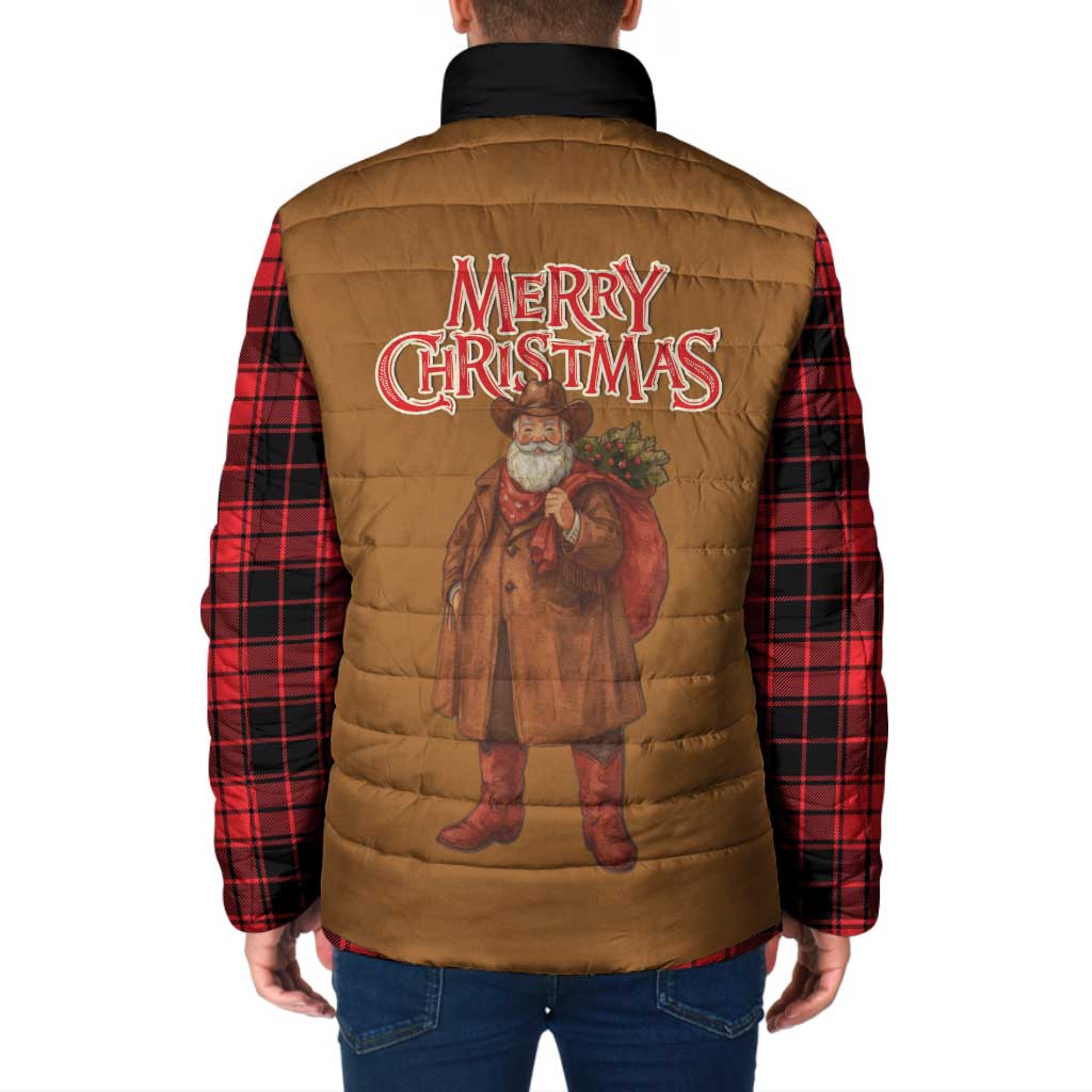 Santa Western Cowboy Christmas Padded Jacket Plaid Black Red Vest Style - Wonder Print Shop