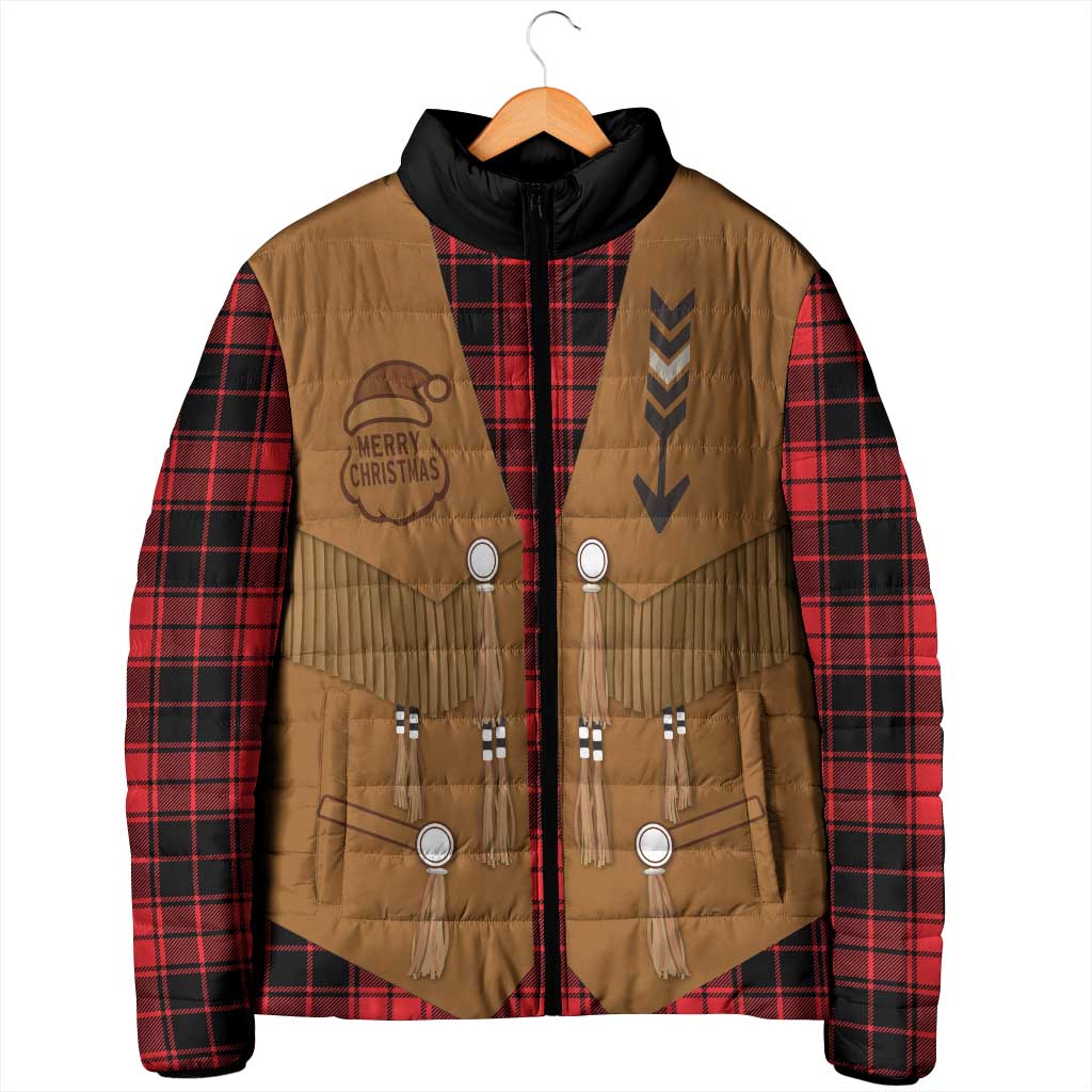 Santa Western Cowboy Christmas Padded Jacket Plaid Black Red Vest Style - Wonder Print Shop