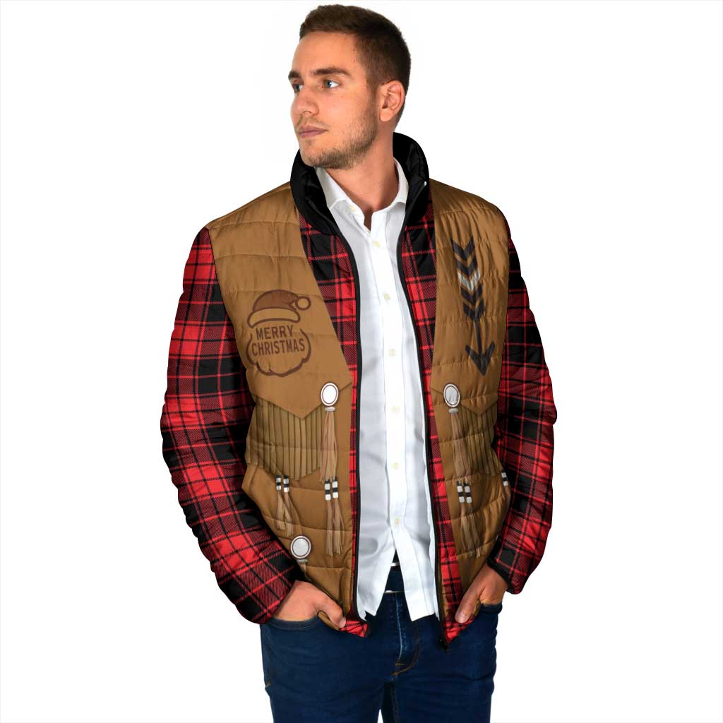 Santa Western Cowboy Christmas Padded Jacket Plaid Black Red Vest Style - Wonder Print Shop