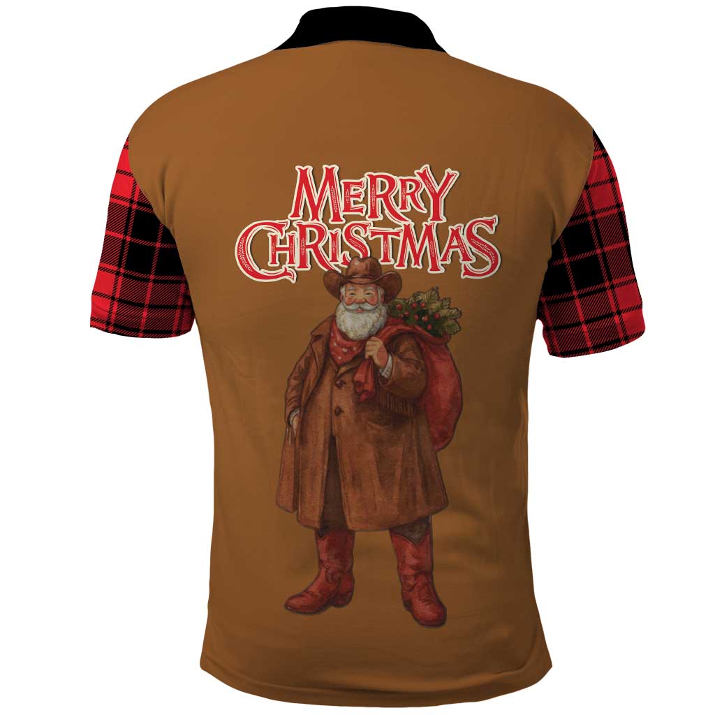 Santa Western Cowboy Christmas Polo Shirt Plaid Black Red Vest Style - Wonder Print Shop