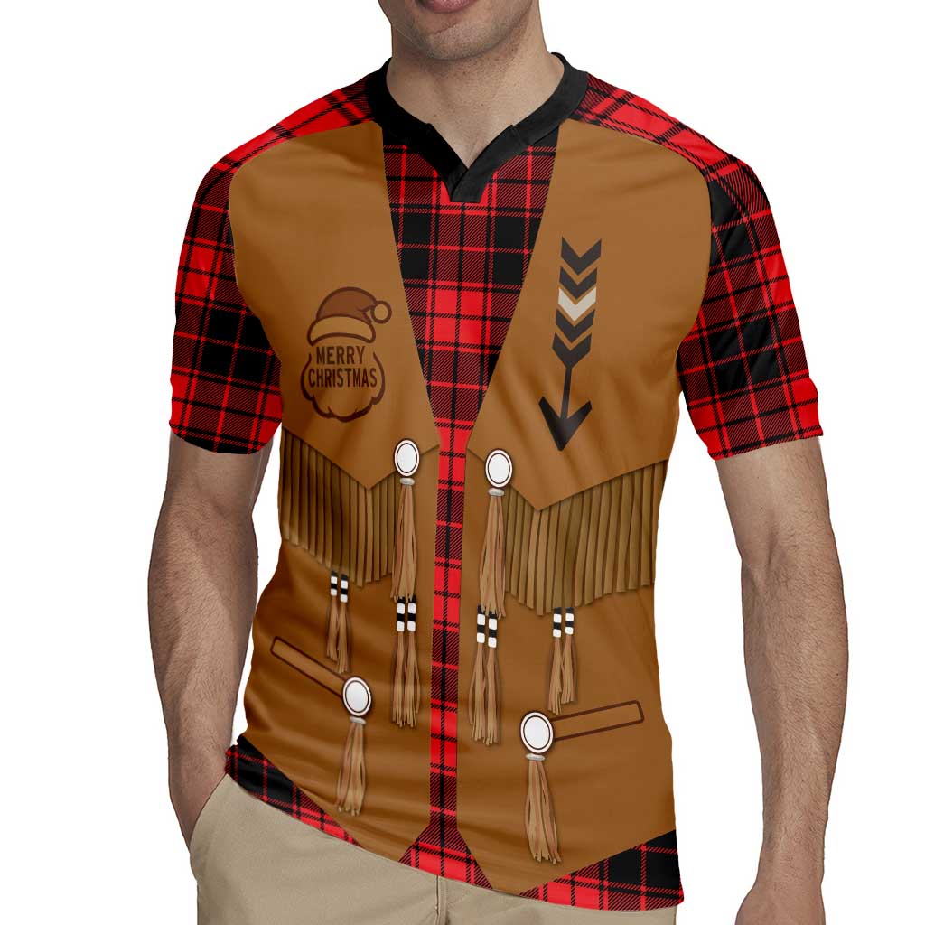 Santa Western Cowboy Christmas Rugby Jersey Plaid Black Red Vest Style - Wonder Print Shop