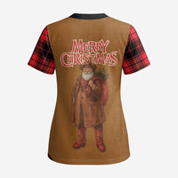 Santa Western Cowboy Christmas Scrub Top Plaid Black Red Vest Style - Wonder Print Shop