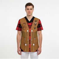 Santa Western Cowboy Christmas Scrub Top Plaid Black Red Vest Style - Wonder Print Shop