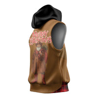 Santa Western Cowboy Christmas Sleeveless Hoodie Plaid Black Red Vest Style - Wonder Print Shop