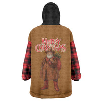 Santa Western Cowboy Christmas Wearable Blanket Hoodie Plaid Black Red Vest Style - Wonder Print Shop