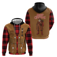 Santa Western Cowboy Christmas Zip Hoodie Plaid Black Red Vest Style - Wonder Print Shop