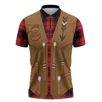 Santa Western Cowboy Christmas Zipper Polo Shirt Plaid Black Red Vest Style - Wonder Print Shop
