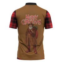 Santa Western Cowboy Christmas Zipper Polo Shirt Plaid Black Red Vest Style - Wonder Print Shop