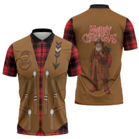 Santa Western Cowboy Christmas Zipper Polo Shirt Plaid Black Red Vest Style - Wonder Print Shop