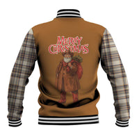 Santa Western Cowboy Christmas Baseball Jacket Plaid Brown Beige Vest Style - Wonder Print Shop
