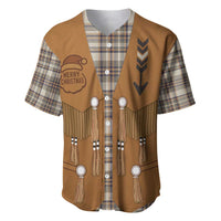 Santa Western Cowboy Christmas Baseball Jersey Plaid Brown Beige Vest Style - Wonder Print Shop