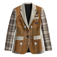 Santa Western Cowboy Christmas Blazer Plaid Brown Beige Vest Style - Wonder Print Shop