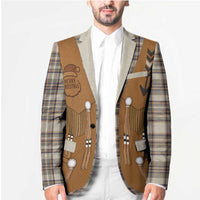 Santa Western Cowboy Christmas Blazer Plaid Brown Beige Vest Style - Wonder Print Shop