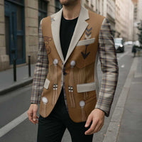 Santa Western Cowboy Christmas Blazer Plaid Brown Beige Vest Style - Wonder Print Shop