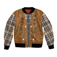 Santa Western Cowboy Christmas Bomber Jacket Plaid Brown Beige Vest Style - Wonder Print Shop