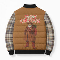 Santa Western Cowboy Christmas Bomber Puffer Jacket Plaid Brown Beige Vest Style - Wonder Print Shop
