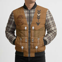 Santa Western Cowboy Christmas Bomber Puffer Jacket Plaid Brown Beige Vest Style - Wonder Print Shop