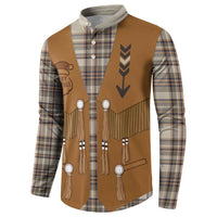 Santa Western Cowboy Christmas Button Sweatshirt Plaid Brown Beige Vest Style - Wonder Print Shop