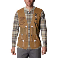 Santa Western Cowboy Christmas Button Sweatshirt Plaid Brown Beige Vest Style - Wonder Print Shop