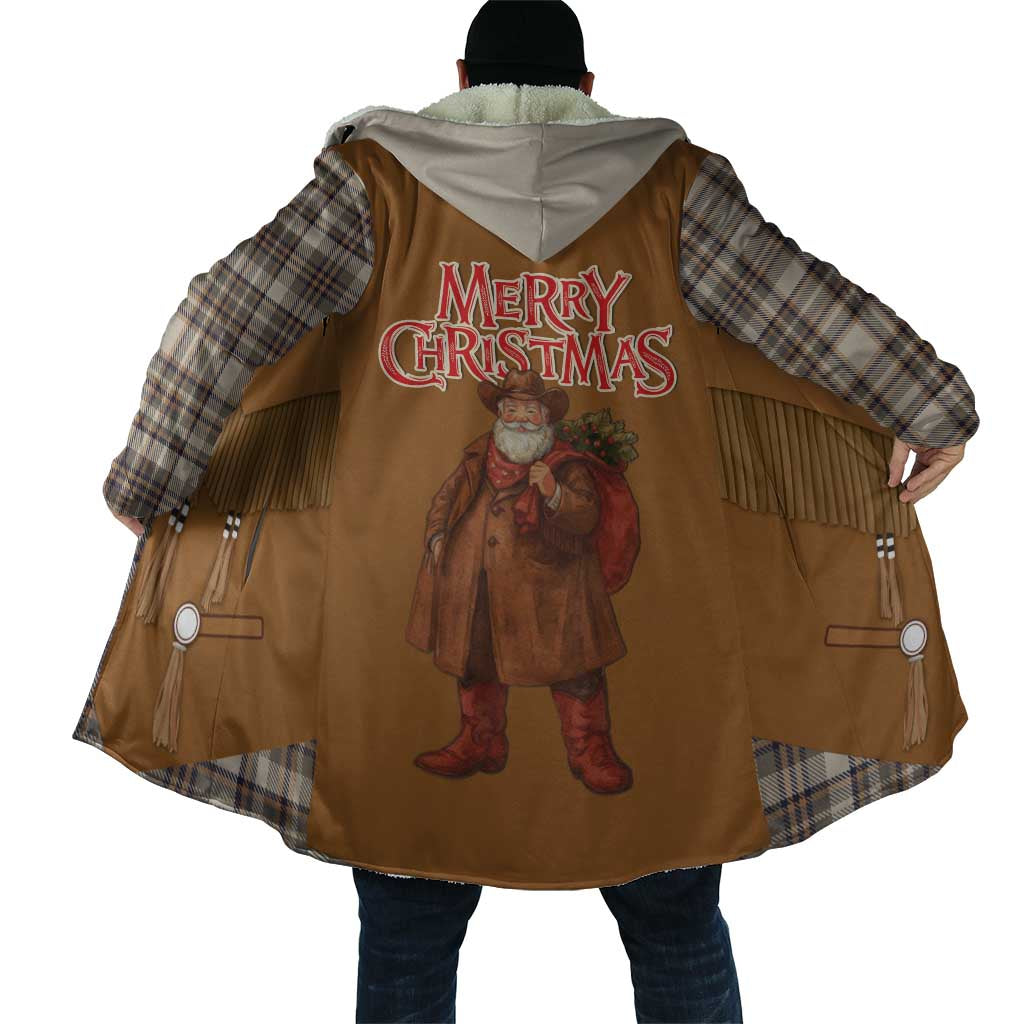 Santa Western Cowboy Christmas Cloak Plaid Brown Beige Vest Style - Wonder Print Shop
