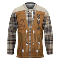 Santa Western Cowboy Christmas Hockey Jersey Plaid Brown Beige Vest Style - Wonder Print Shop