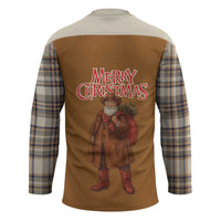 Santa Western Cowboy Christmas Hockey Jersey Plaid Brown Beige Vest Style - Wonder Print Shop