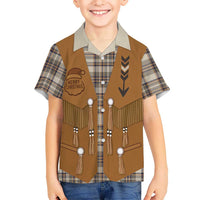Santa Western Cowboy Christmas Kid Hawaiian Shirt Plaid Brown Beige Vest Style - Wonder Print Shop