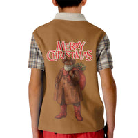 Santa Western Cowboy Christmas Kid Polo Shirt Plaid Brown Beige Vest Style - Wonder Print Shop