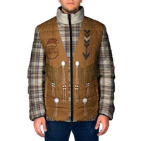 Santa Western Cowboy Christmas Padded Jacket Plaid Brown Beige Vest Style - Wonder Print Shop