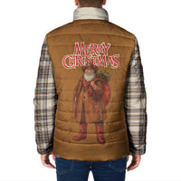 Santa Western Cowboy Christmas Padded Jacket Plaid Brown Beige Vest Style - Wonder Print Shop