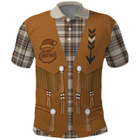 Santa Western Cowboy Christmas Polo Shirt Plaid Brown Beige Vest Style - Wonder Print Shop