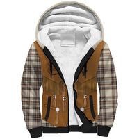 Santa Western Cowboy Christmas Sherpa Hoodie Plaid Brown Beige Vest Style - Wonder Print Shop