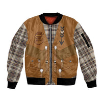 Santa Western Cowboy Christmas Sleeve Zip Bomber Jacket Plaid Brown Beige Vest Style - Wonder Print Shop