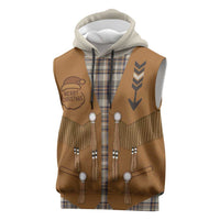 Santa Western Cowboy Christmas Sleeveless Hoodie Plaid Brown Beige Vest Style - Wonder Print Shop