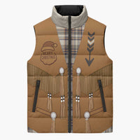 Santa Western Cowboy Christmas Sleeveless Puffer Jacket Plaid Brown Beige Vest Style - Wonder Print Shop