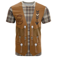 Santa Western Cowboy Christmas T Shirt Plaid Brown Beige Vest Style - Wonder Print Shop