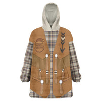Santa Western Cowboy Christmas Wearable Blanket Hoodie Plaid Brown Beige Vest Style - Wonder Print Shop