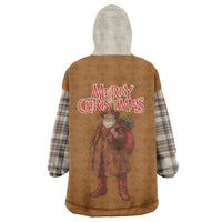 Santa Western Cowboy Christmas Wearable Blanket Hoodie Plaid Brown Beige Vest Style - Wonder Print Shop
