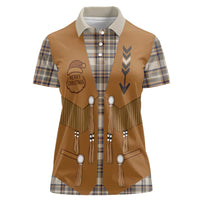 Santa Western Cowboy Christmas Women Polo Shirt Plaid Brown Beige Vest Style - Wonder Print Shop
