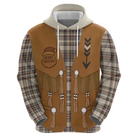Santa Western Cowboy Christmas Zip Hoodie Plaid Brown Beige Vest Style - Wonder Print Shop