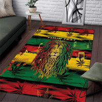 Personalised Rastafarian Lion Area Rug Cannabis Leaf Pattern - Wonder Print Shop