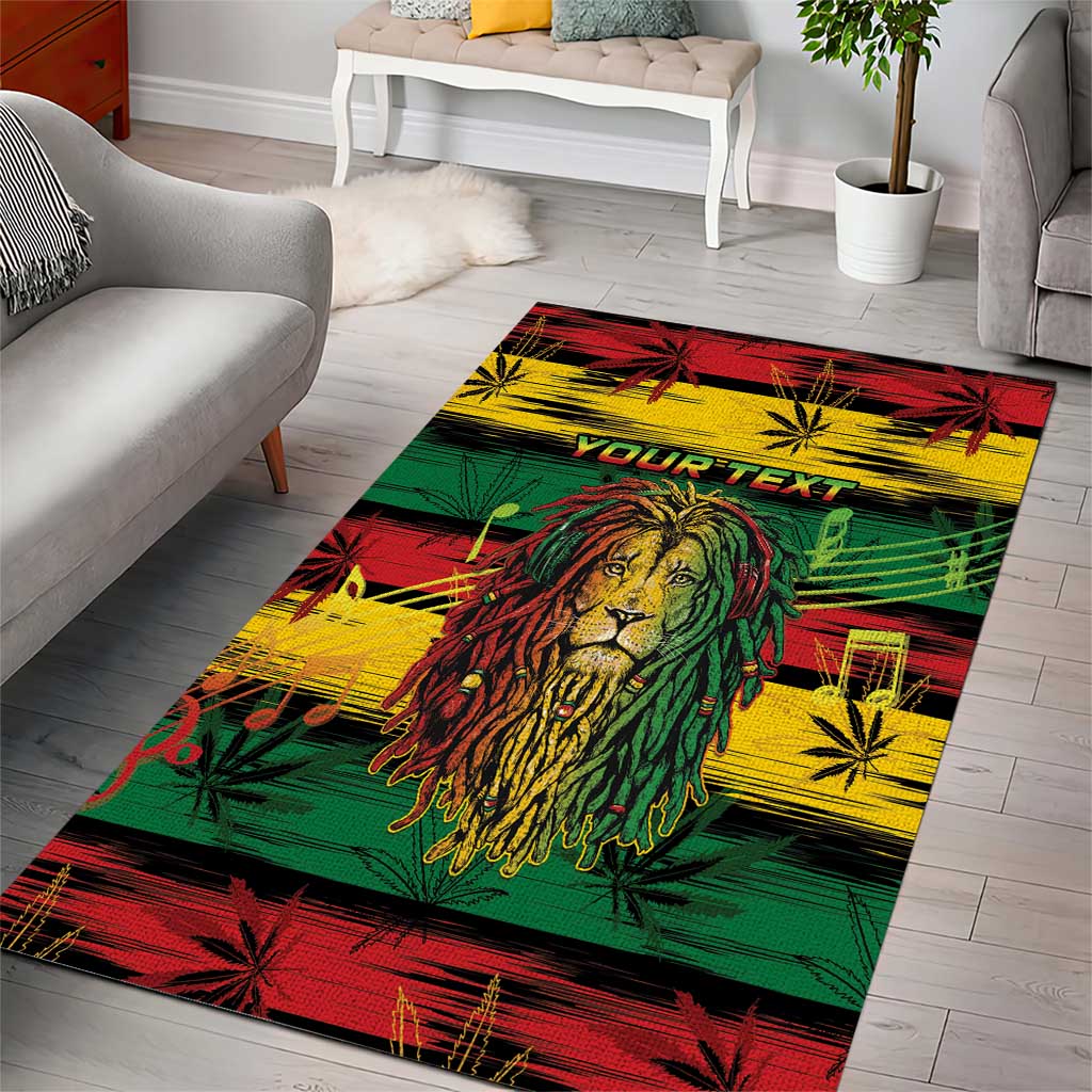 Personalised Rastafarian Lion Area Rug Cannabis Leaf Pattern - Wonder Print Shop
