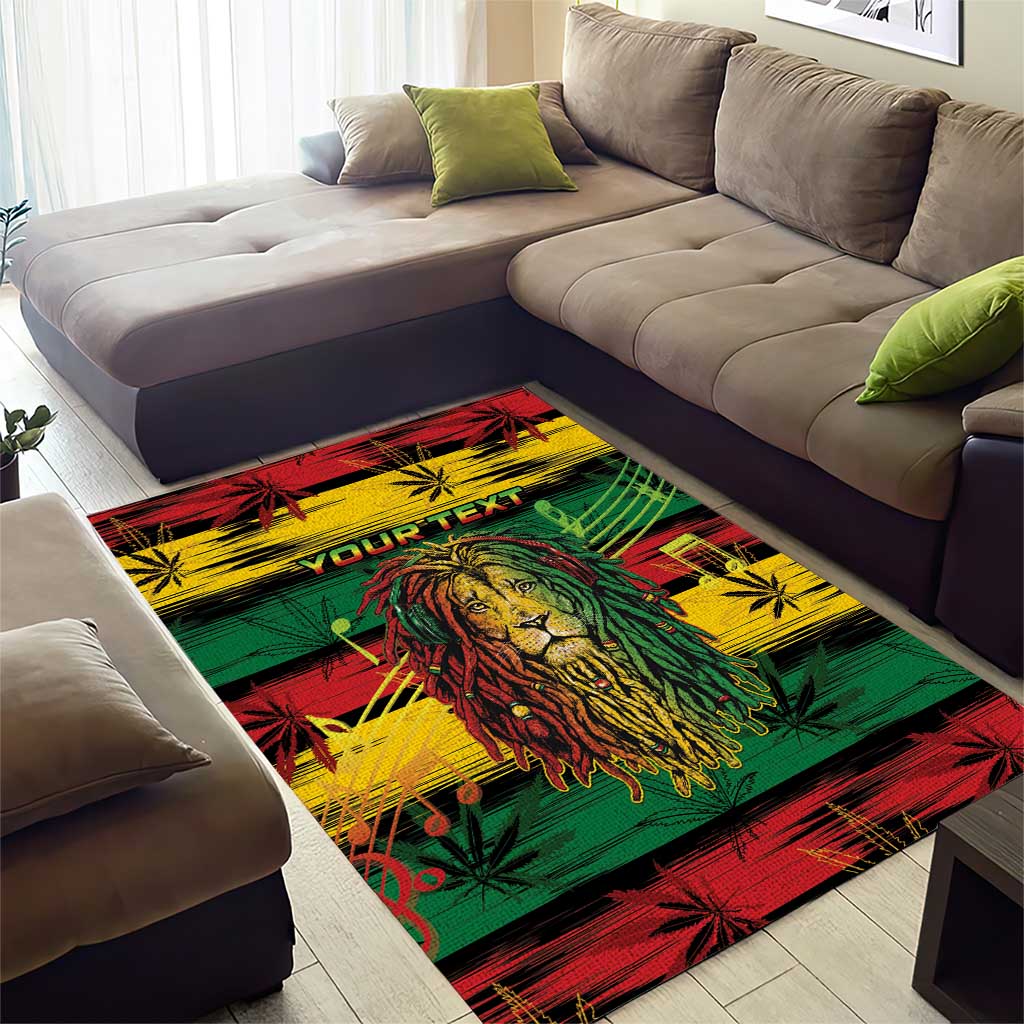 Personalised Rastafarian Lion Area Rug Cannabis Leaf Pattern - Wonder Print Shop